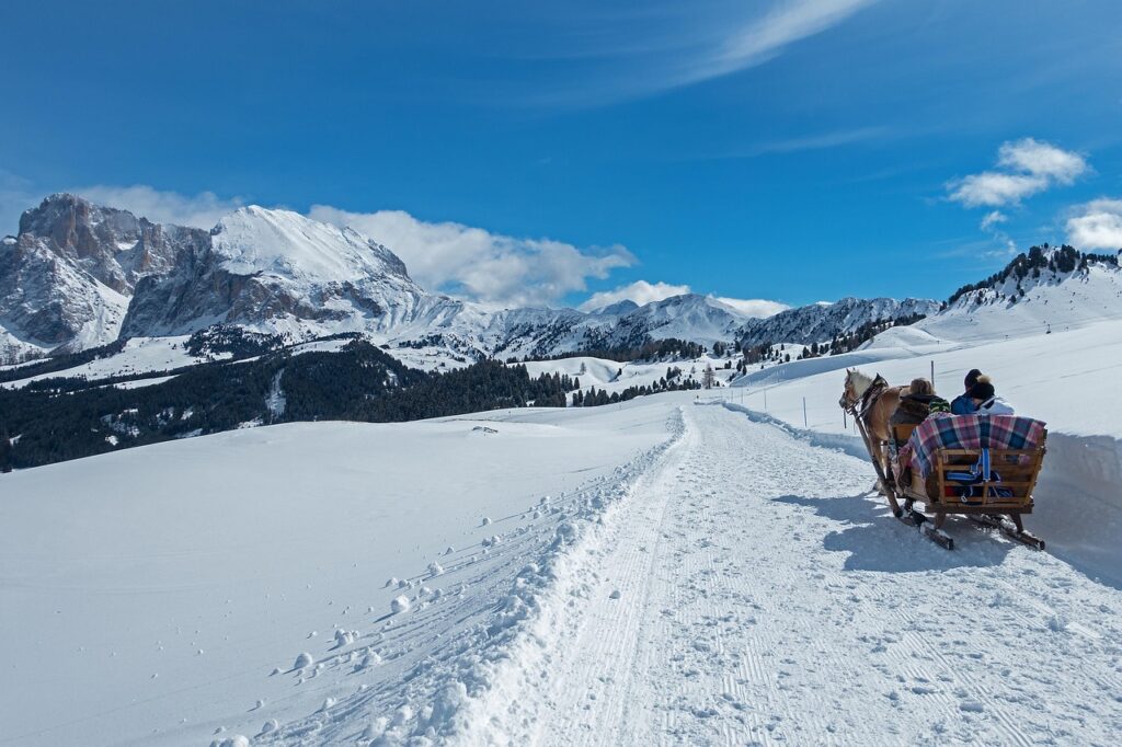 Photo of a coach or sled being pulled along in the snow  as a metaphor for coaching 